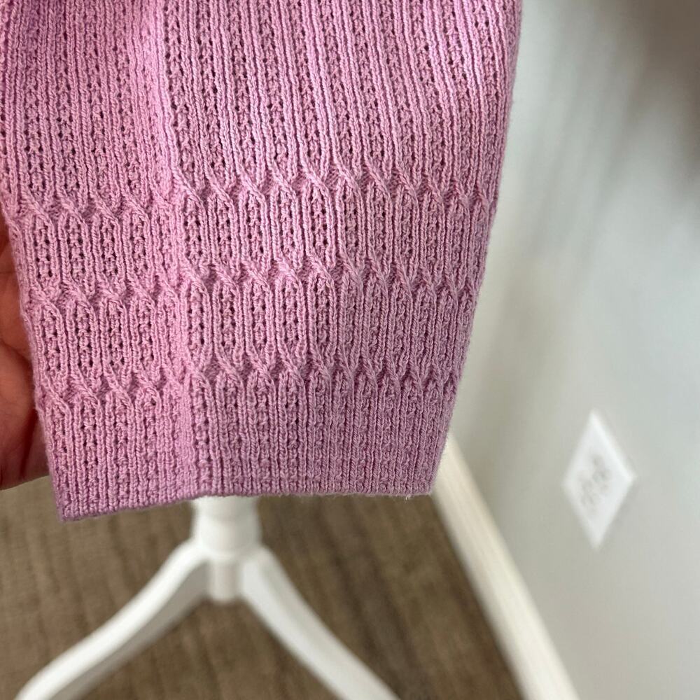 Soft Surroundings waffle knit silk and cotton  3/4 sleeve lilac sweater size 1X - Picture 4 of 10